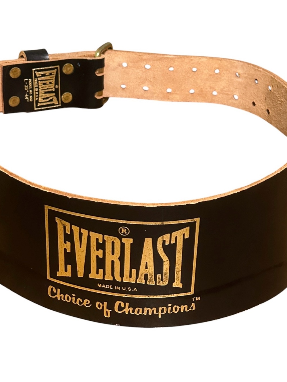 Everlast USA Leather Weight Lifting Belt Model No 1012 L-XL 33"-42" Black READ